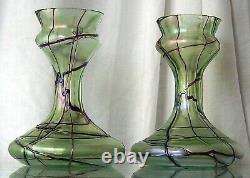 Antique Decorative Pair Art Nouveau Loetz Glass Vases