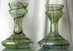 Antique Decorative Pair Art Nouveau Loetz Glass Vases