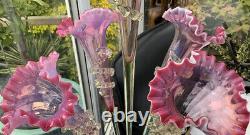 Antique ENGLISH 23 RUBY EPERGNE Opalescent URANIUM Vaseline Glass C1870 T WEBB