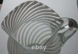 Antique Elegant Clear Opalescent Swirl Bulbous Water Pitcher Ca1880 Glows