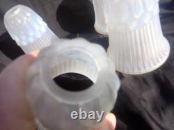 Antique French Art Deco Opaline Vaseline Glass Lampshades x 4