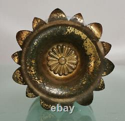 Antique French Art Glass Opaline Casket Trinket Box Floral Hand Painted Ormolu