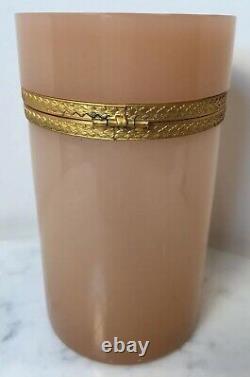 Antique French Art Glass Pale Pink Opaline Jar Ormolu Mounts 6 1/8 Beautiful