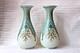 Antique French Art Nouveau Opaline Glass Pair Of Vases C 1860-1880