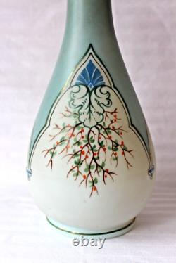 Antique French Art Nouveau opaline glass pair of vases c 1860-1880