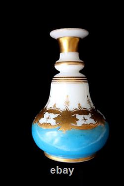 Antique French (Baccarat) gilt opaline glass perfume bottle c 1830