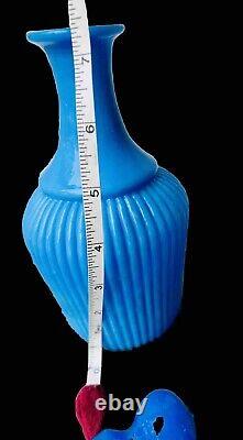 Antique French Blue Opaline Blown Glass Large 8.5 Decanter Genie Milk Perfume