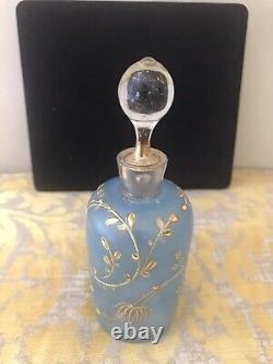 Antique French France Opaline Art Glass Gold Gilded Stars Perfume Bottle