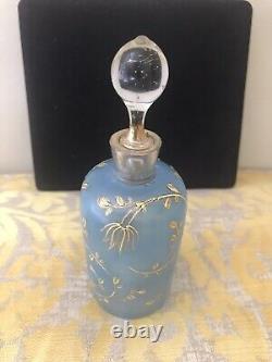 Antique French France Opaline Art Glass Gold Gilded Stars Perfume Bottle