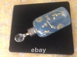 Antique French France Opaline Art Glass Gold Gilded Stars Perfume Bottle