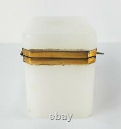 Antique French Gilt Bronze Mounted White Opaline Glass Dresser Box As Is