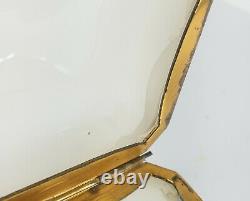 Antique French Gilt Bronze Mounted White Opaline Glass Dresser Box As Is