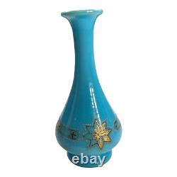 Antique French Gold Gilt Blue Opaline Glass Vase