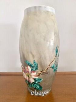 Antique French Hand painted Baccarat Opaline Glass Bird Flowers