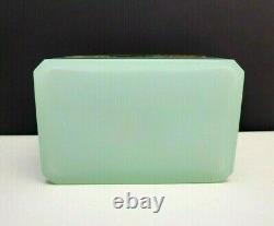 Antique French Opaline Art Glass Jewelry Casket Box Celadon Green Glass