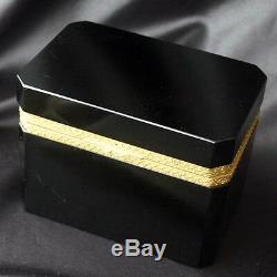 Antique French Opaline Black Glass Casket Box Ormolu