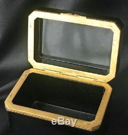 Antique French Opaline Black Glass Casket Box Ormolu