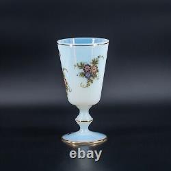 Antique French Opaline Glass Vase or Goblet White Hand-Painted'Bulle de savon