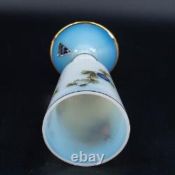 Antique French Opaline Glass Vase or Goblet White Hand-Painted'Bulle de savon