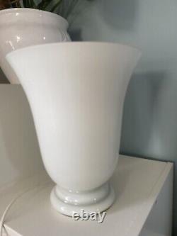 Antique French Opaline Milk Glass Art Deco Style Torcheres Cornet Lamp Uplighter