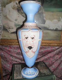 Antique French Opaline Vase Trumpe l'oeil with Miniature Paintings