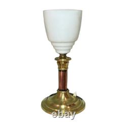 Antique French solid Bronze & Opaline Glass Art Deco Torchiere Lamp. Circa1920s