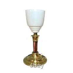 Antique French solid Bronze & Opaline Glass Art Deco Torchiere Lamp. Circa1920s