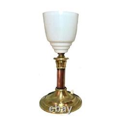 Antique French solid Bronze & Opaline Glass Art Deco Torchiere Lamp. Circa1920s