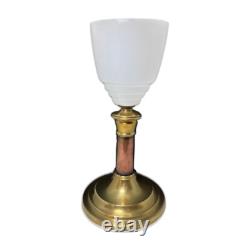 Antique French solid Bronze & Opaline Glass Art Deco Torchiere Lamp. Circa1920s