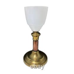 Antique French solid Bronze & Opaline Glass Art Deco Torchiere Lamp. Circa1920s