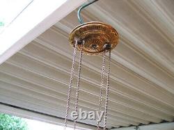 Antique GWTW Victorian HANGING HALL ENTRY LAMP, Pink Opalescent Swirl ART GLASS