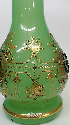 Antique Green Opaline Jewels Vase