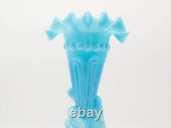 Antique Hand-Blown Blue Opaline Hand Vase, Vallerysthal Portieux of France, 6 H