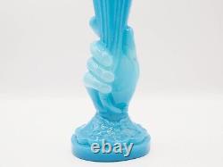 Antique Hand-Blown Blue Opaline Hand Vase, Vallerysthal Portieux of France, 6 H