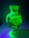 Antique Hand Painted Hand Painted Floral Opaline Glass Vase Glows