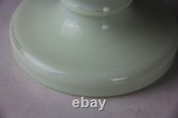 Antique Hand Painted Hand Painted Floral Opaline Glass Vase Glows