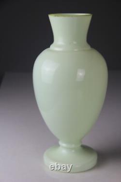 Antique Hand Painted Hand Painted Floral Opaline Glass Vase Glows