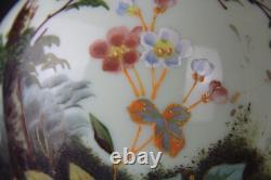 Antique Hand Painted Hand Painted Floral Opaline Glass Vase Glows