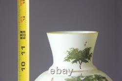 Antique Hand Painted Hand Painted Floral Opaline Glass Vase Glows