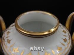 Antique Harrach Opaline Art Glass Urn Vase with Hand Painted Floral & Aquatic Bird