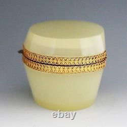 Antique Italian off white cream opaline crystal glass hinged Box or casket