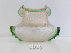 Antique Loetz Candida Martele decor squat opalescent Glass Vase