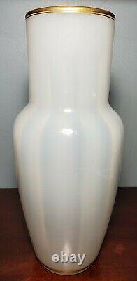 Antique Madonna of the Chair Large White Opaline Glass Vase 12 Tall