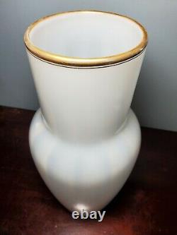 Antique Madonna of the Chair Large White Opaline Glass Vase 12 Tall