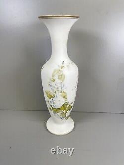 Antique Moser Style Bohemian Opaline Vase Glass Chalice Pedestal Centerpiece