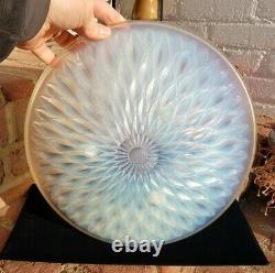 Antique Opalescent Glass Crystal Bowl Dish FRANCE Lalique STUNNING Footed 12
