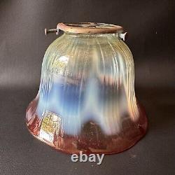 Antique Opalescent Vaseline Cranberry Art Nouveau Uranium Glass Lamp Shade