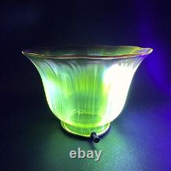 Antique Opalescent Vaseline Cranberry Art Nouveau Uranium Glass Lamp Shade