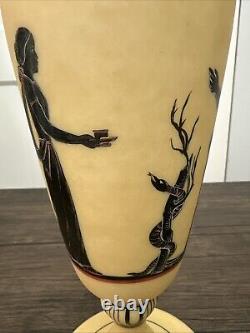Antique Opaline Glass Baccarat Grand Tour Greek Exekias Hand Painted Vase 1850's