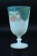 Antique Opaline Glass Chalice Rose Bouquet Art Nouveau Signed Souvenir Paris